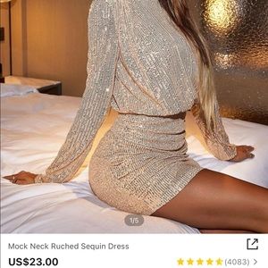 Champagne sparkle long sleeve dress
